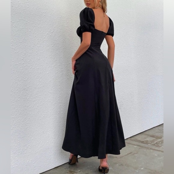 Black Off-Shoulder Milkmaid Dress - Picture 3 of 5